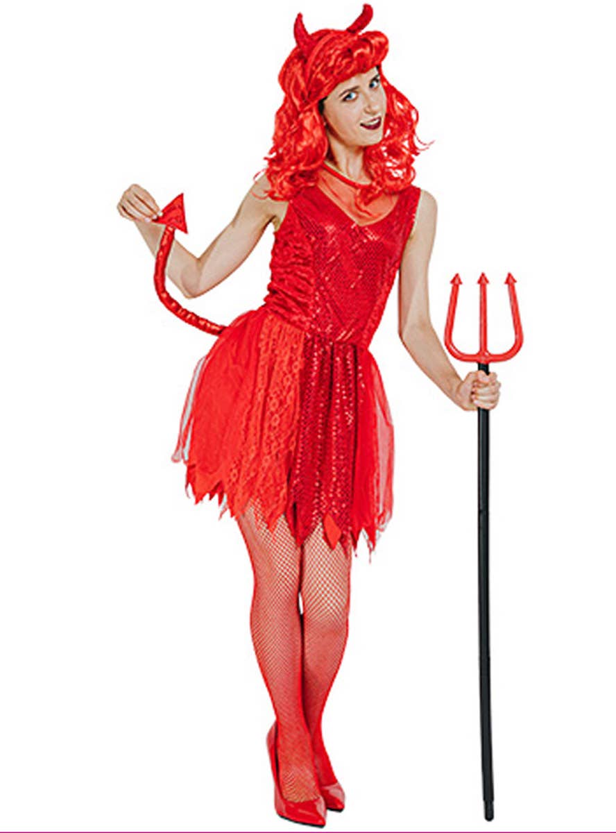 Image of Sparkly Red Devil Women's Halloween Costume
