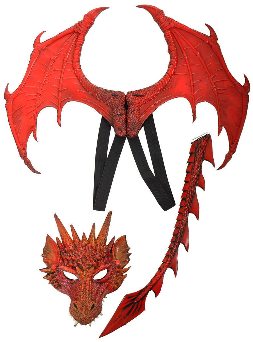 Image of Deluxe Red Dragon Wings Mask and Tail Kit - Main Image