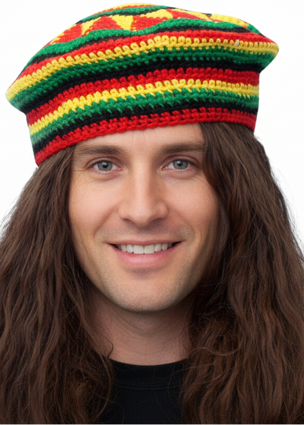 Adults Reggae Rasta Crochet Costume Beret - main image