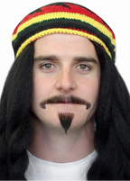 Reggae Rasta Black Moustache and Goatee Set - Main Image