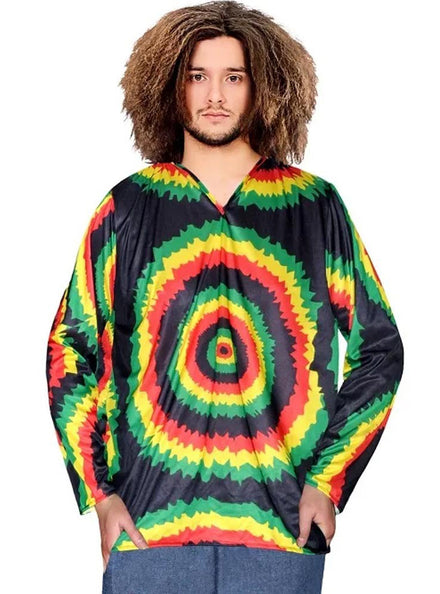 Regge Plus Size Mens Tie Dye Costume Shirt - Main Image
