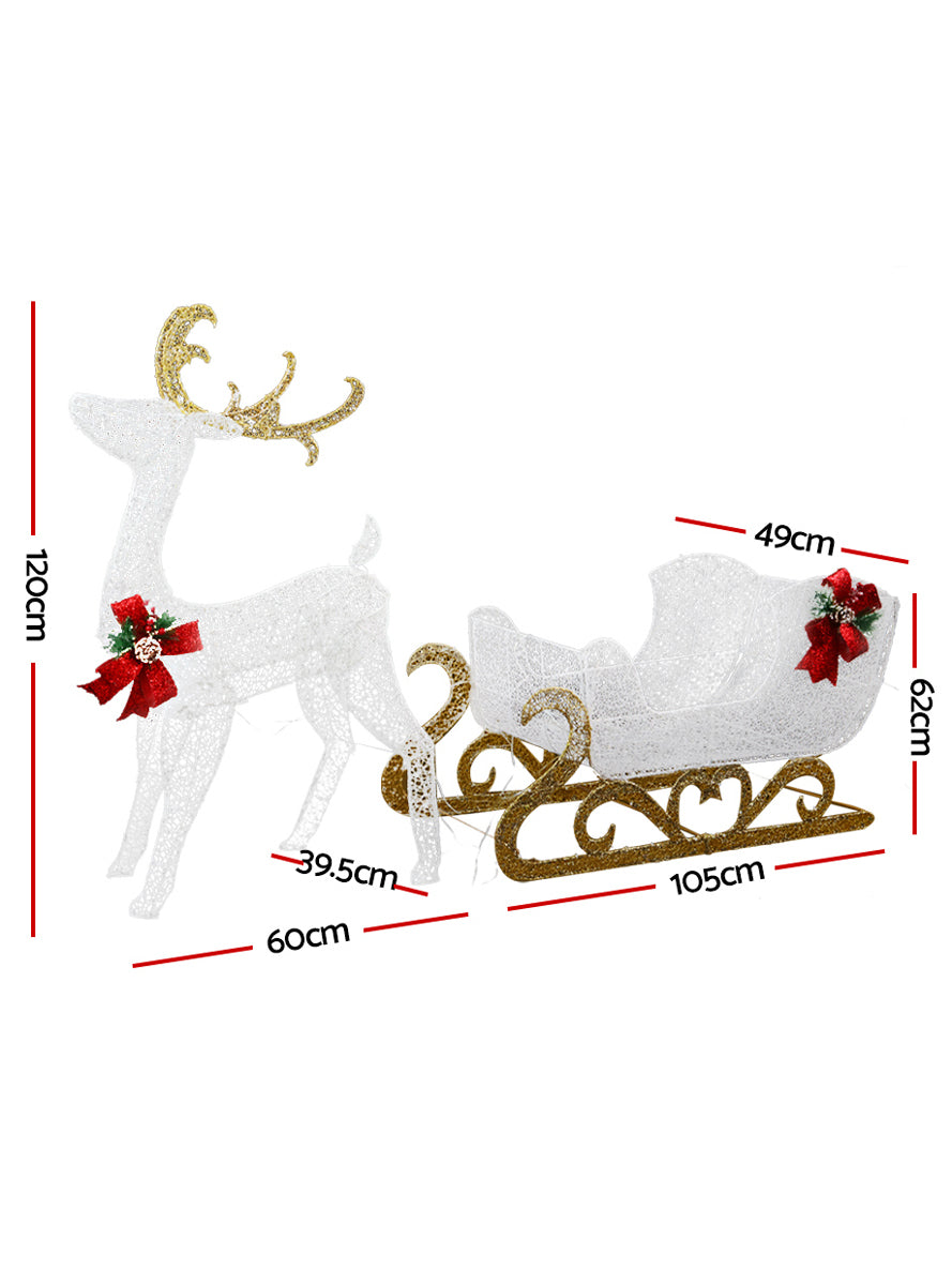 Reindeer with Sleigh LED Christmas Decoration - Dimensions Image