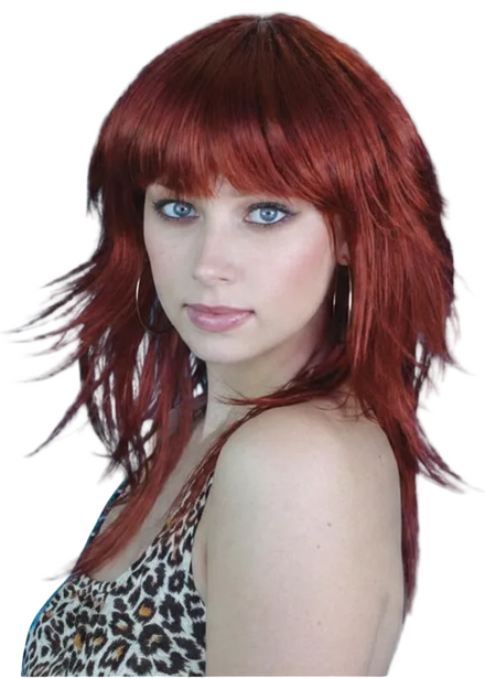 Womens Auburn Layered Retro 70s Costume Wig - main image