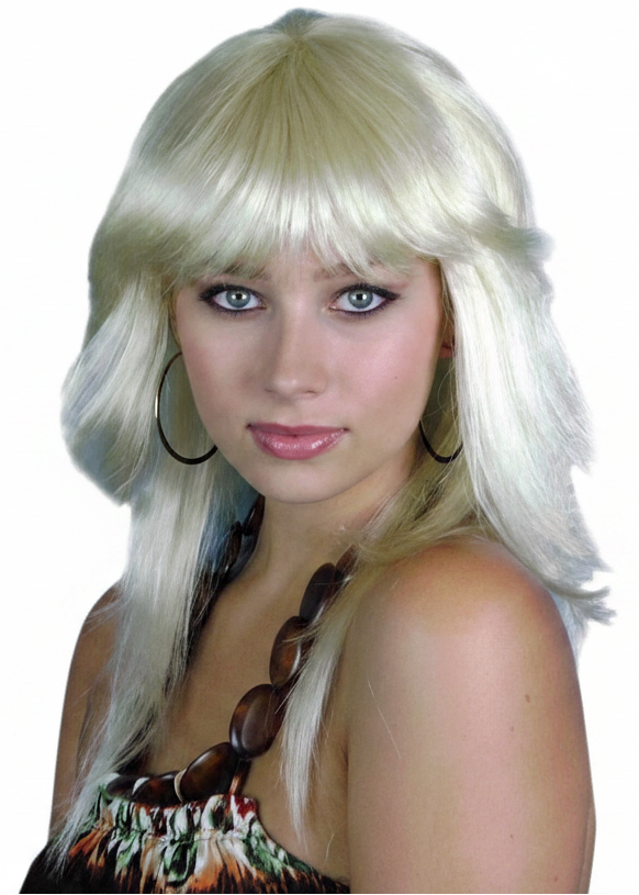 Womens Blonde Layered Retro 70s Costume Wig - main image