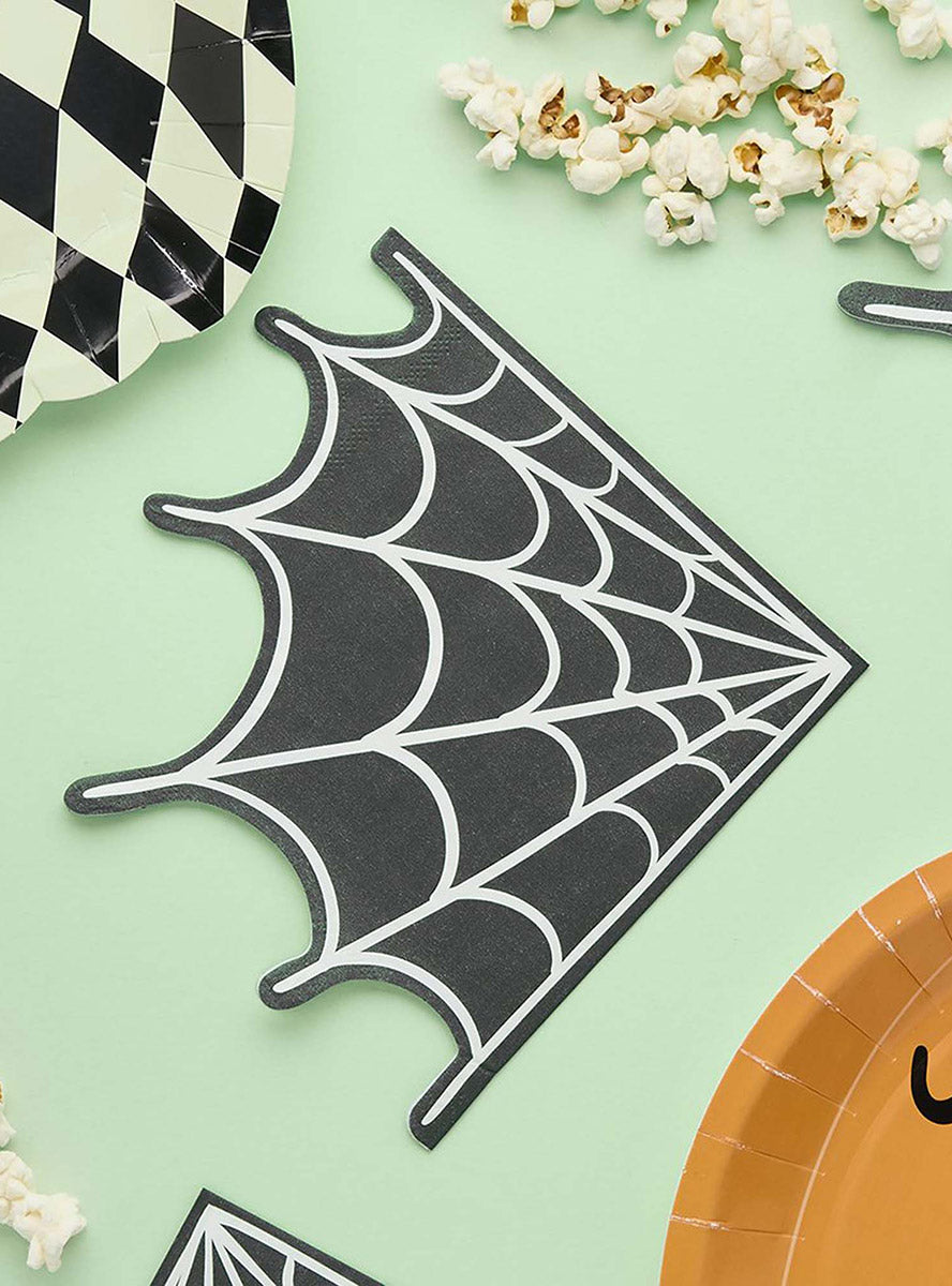 Pack of 16 Retro Spiderweb Paper Napkins - Lifestyle Image 1
