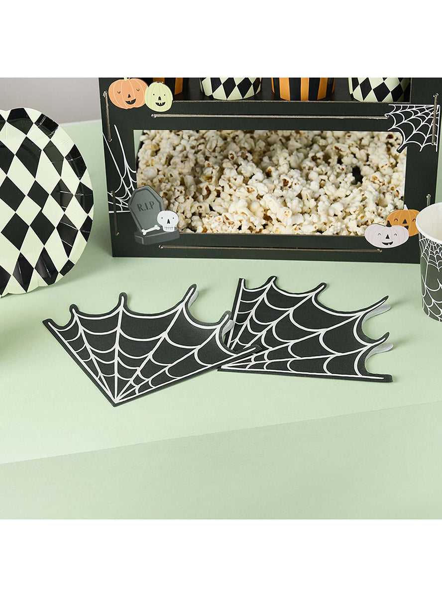 Pack of 16 Retro Spiderweb Paper Napkins - Lifestyle Image 2