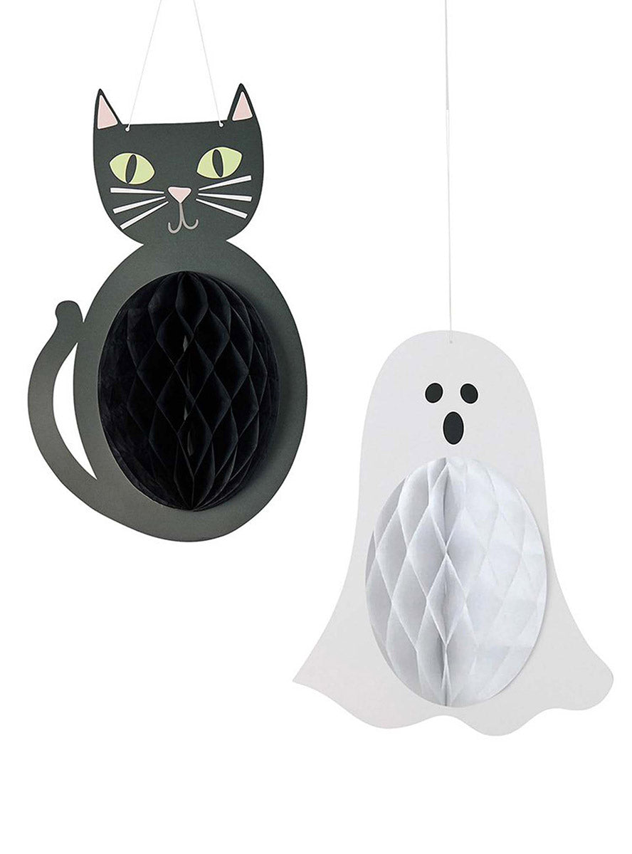 Pack of 2 Retro Honeycomb Halloween Decorations - Main Image