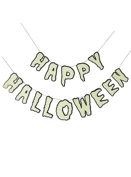 Glow in the Dark Retro Halloween Banner Decoration - Main Image