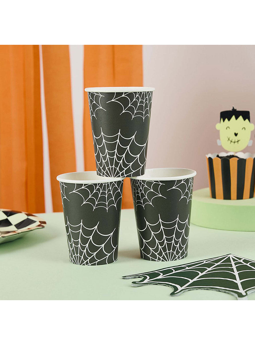 Pack of 8 Retro Spiderweb Paper Cups - Lifestyle Image 1