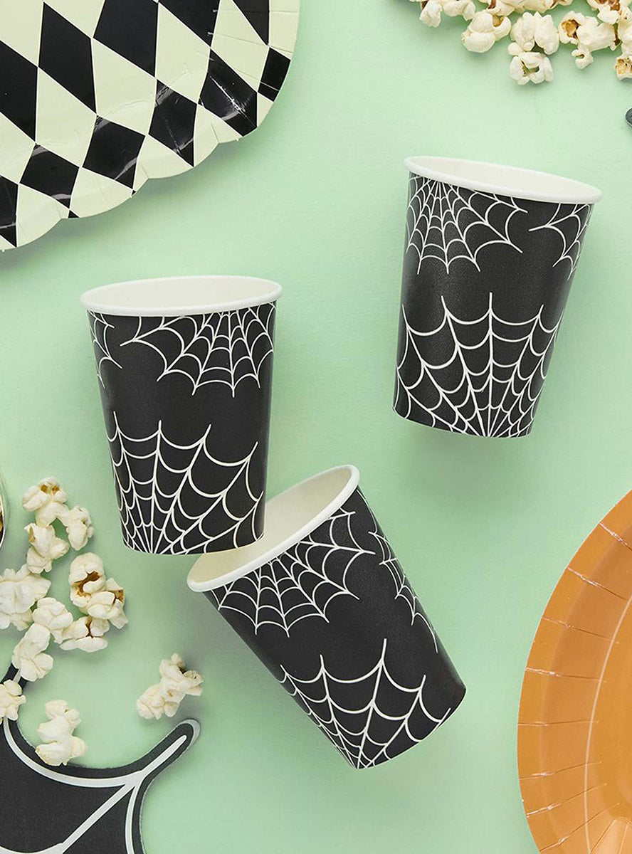 Pack of 8 Retro Spiderweb Paper Cups - Lifestyle Image 3