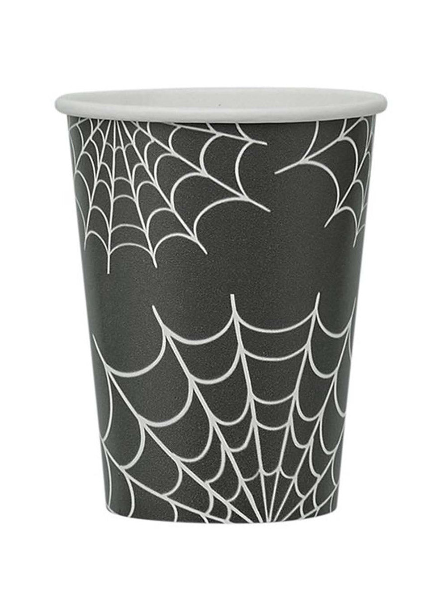 Pack of 8 Retro Spiderweb Paper Cups - Main Image
