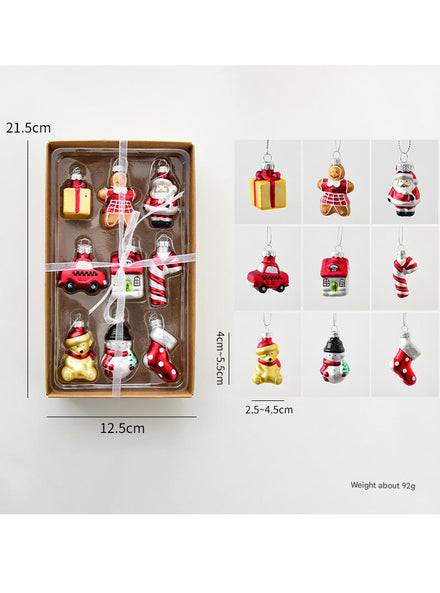 Retro Holiday Collection 9 Piece Miniature Glass Christmas Ornaments Set - Main Image