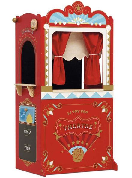 Retro Red Wooden Puppet Theatre Toy Set For Children - Main Image