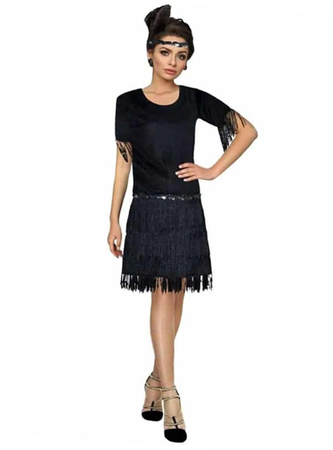 Roaring 20s Plus Size Womens Black Flapper Costume - Main Image