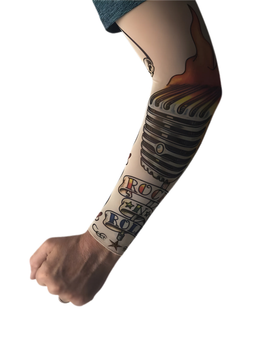 Rock and Roll Adults Single Costume Tattoo Sleeve - Main Image