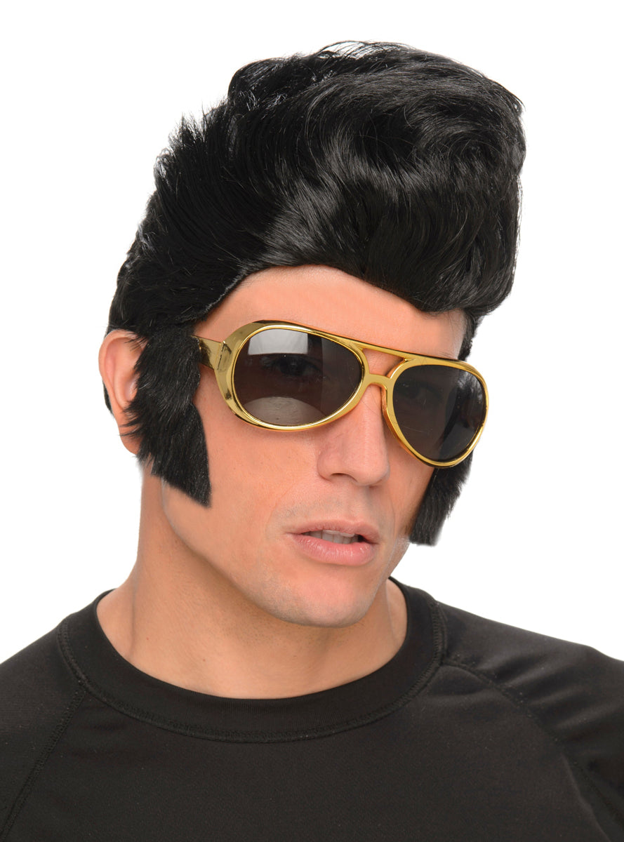 Rock and Roll God Mens Wig and Glasses Set