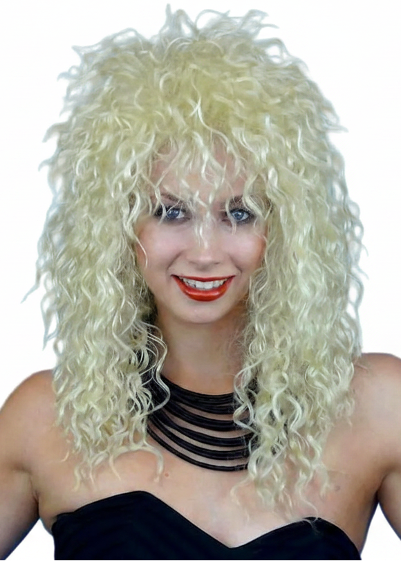 Womens Blonde 1980s Rock Chick Costume Wig - main image