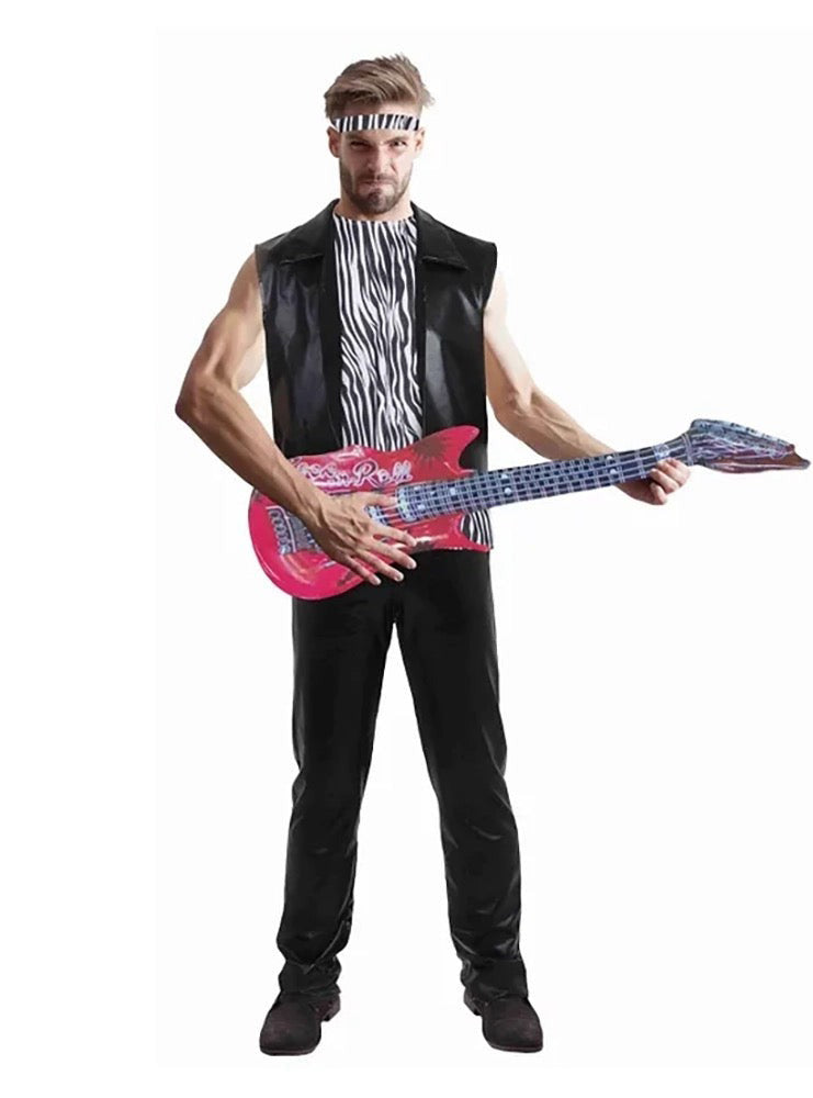 Rockstar Mens Zebra Print 80s Costume - Main Image