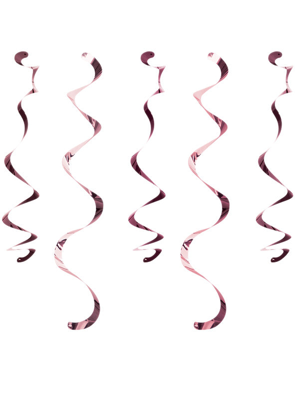 Rose Gold 10 Pack Foil 45cm Hanging Swirl Decorations – Main Image