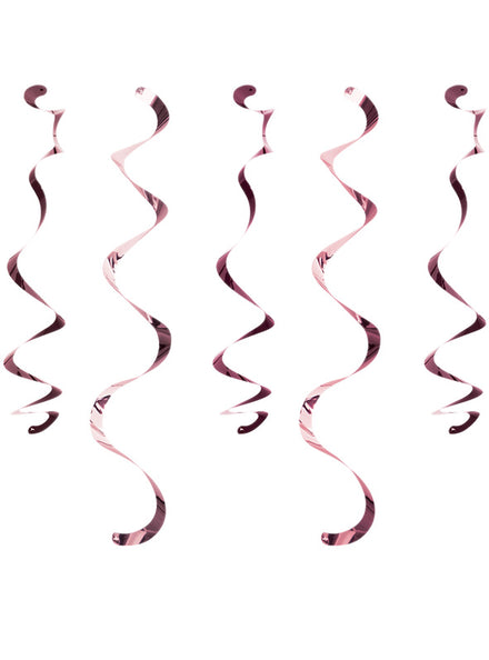 Rose Gold 10 Pack Foil 45cm Hanging Swirl Decorations – Main Image
