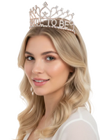 Bride To Be Rose Gold Metal and Rhinestones Tiara - Main Image