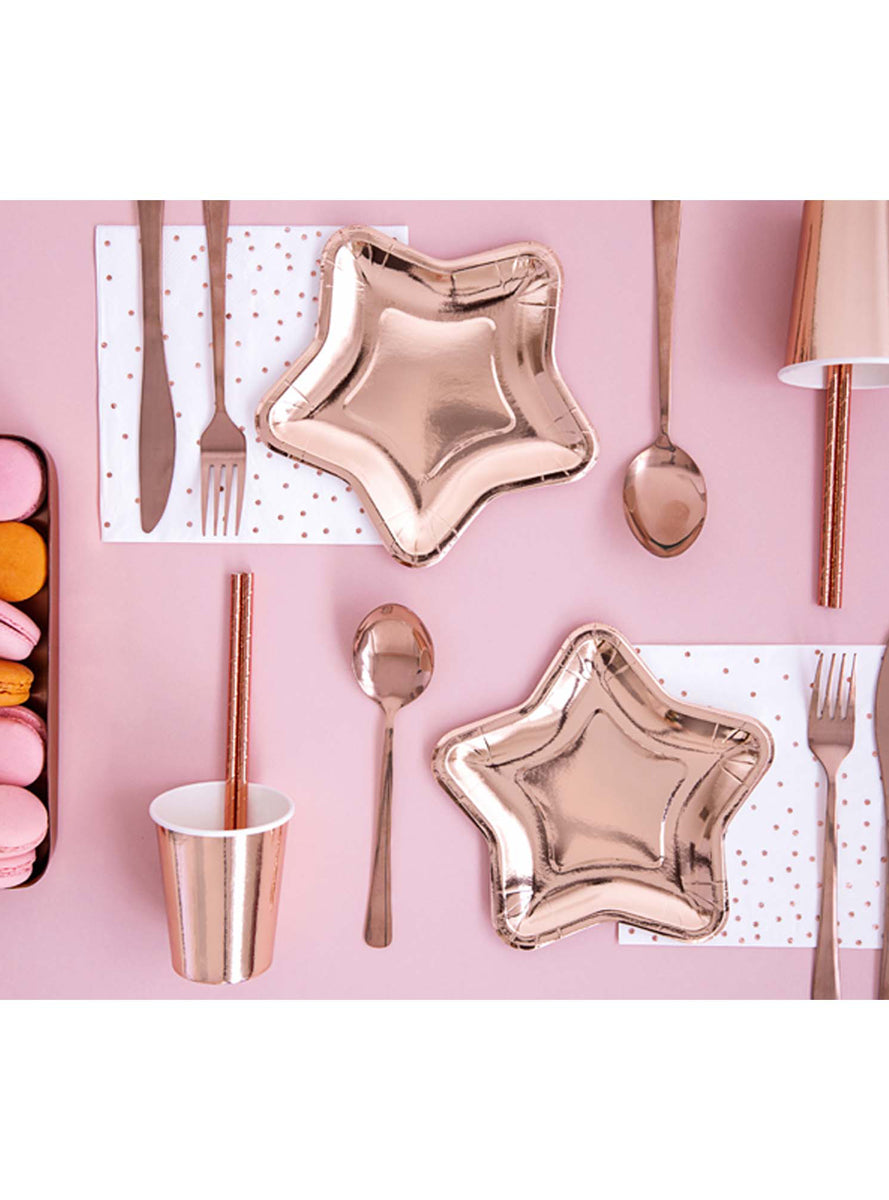 Rose Gold Dots 20 Pack Lunch Napkins - Lifestyle Image 2