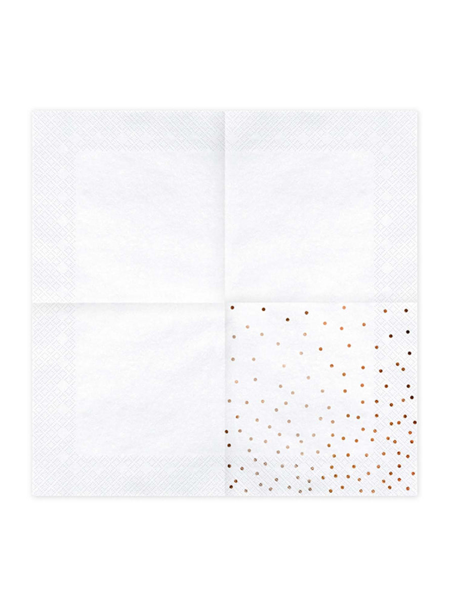 Rose Gold Dots 20 Pack Lunch Napkins - Unfolded Image