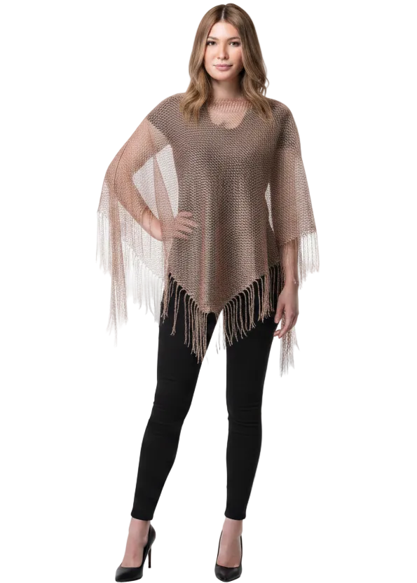 Sparkly Rose Gold Fishnet Women's Costume Poncho - Main Image