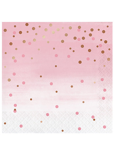 Rose Gold Foil Dot 16 Pack Lunch Napkins – Main Image