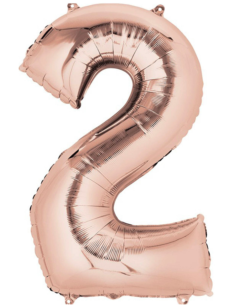 Rose Gold Supershape Number 2 Foil Balloon - Main Image