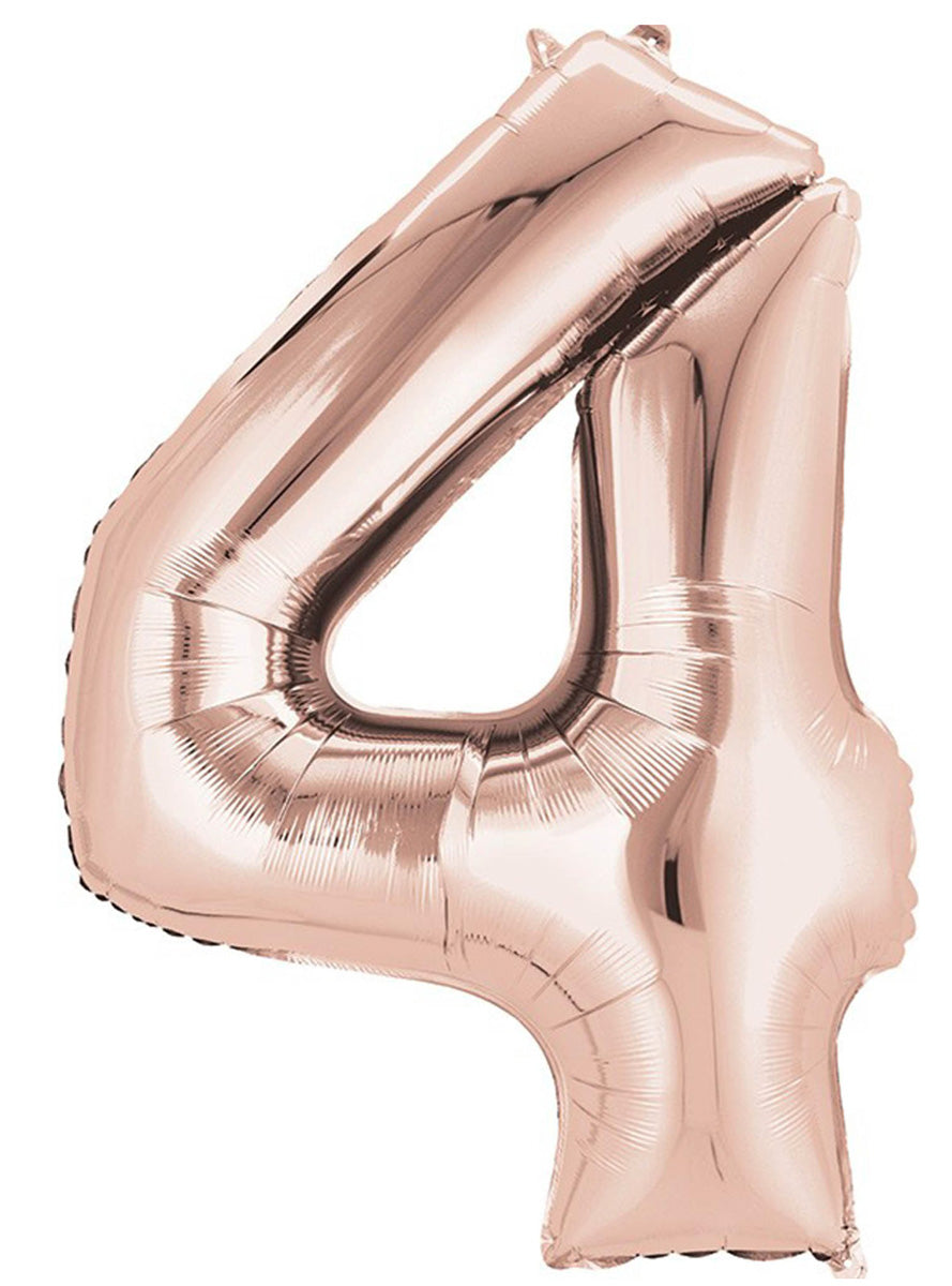 Rose Gold Supershape Number 4 Foil Balloon - Main Image