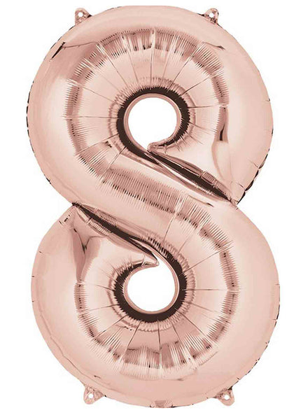Rose Gold Supershape Number 8 Foil Balloon - Main Image