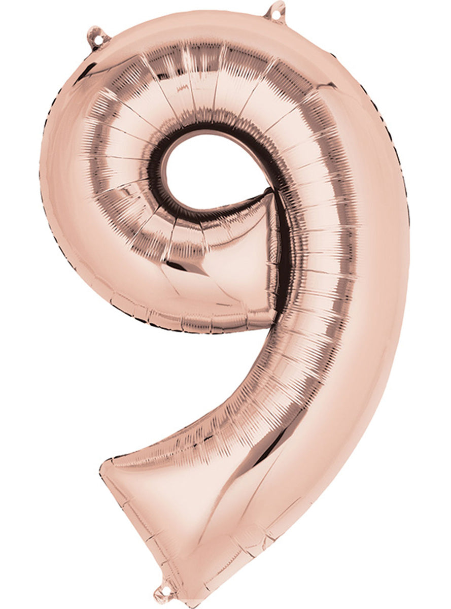 Rose Gold Supershape Number 9 Foil Balloon - Main Image