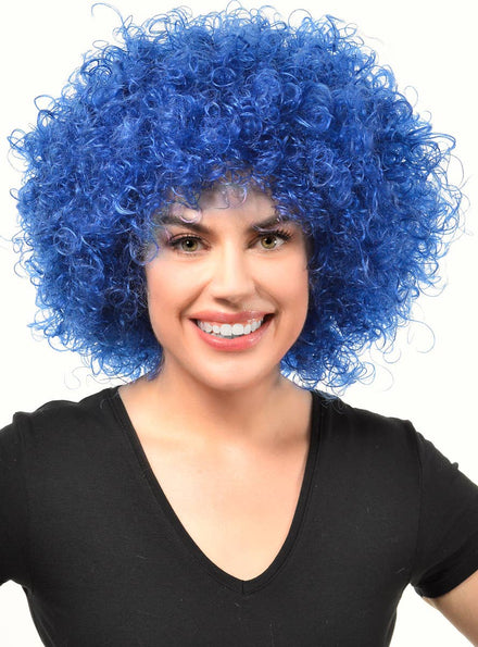 Image of Jumbo Royal Blue Adult's Curly Afro Costume Wig