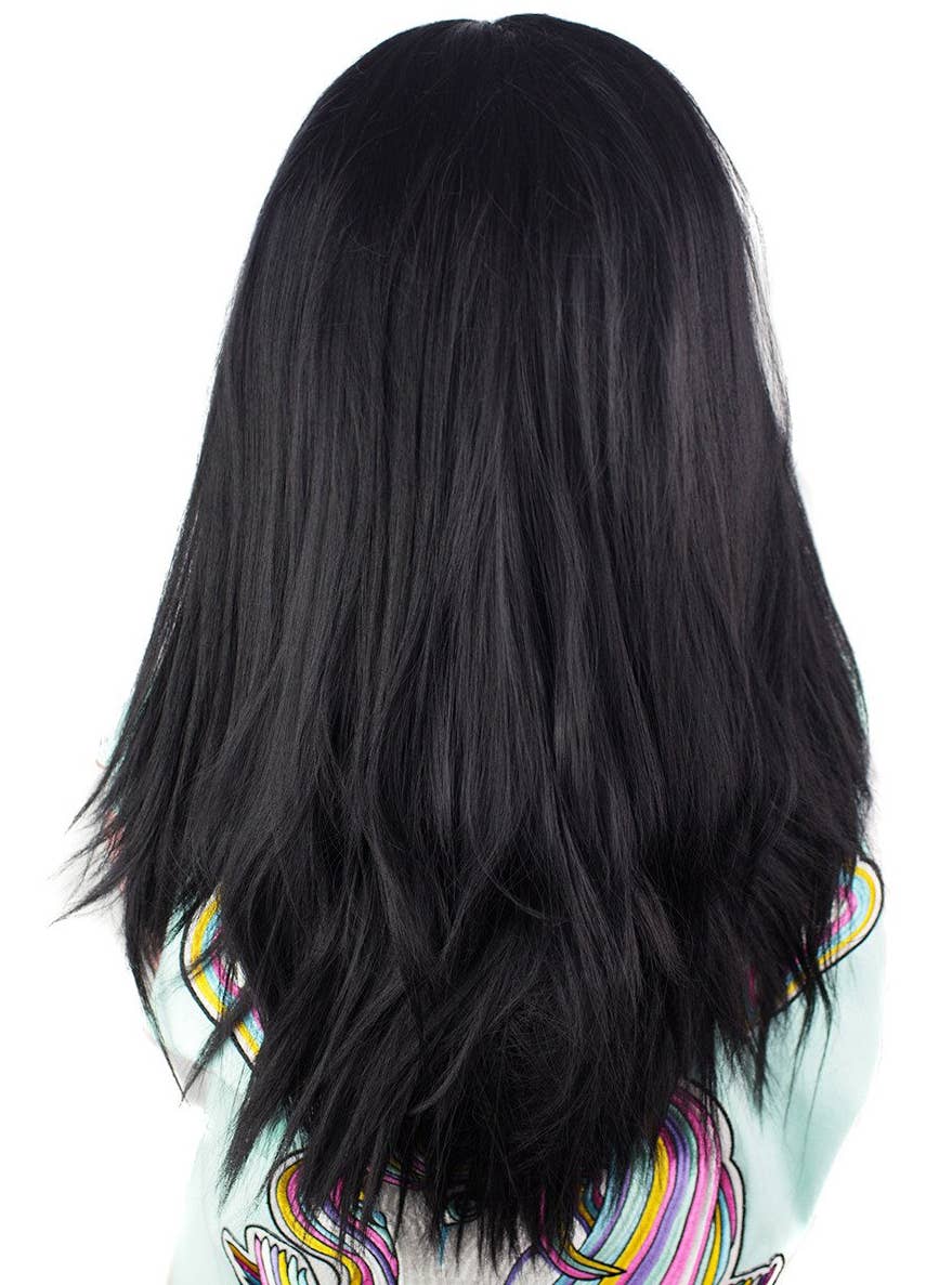 Women's Long 24" Heat Resistant Lace Front Deluxe Black Fashion Wig Back Image
