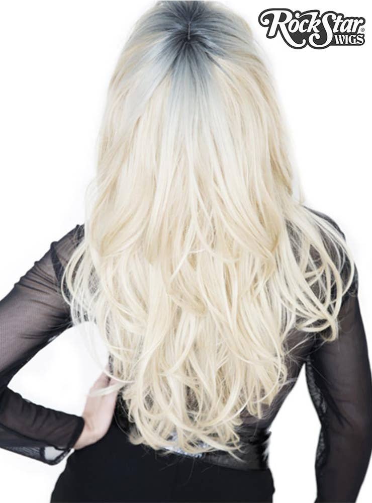 Rockstar Uptown Girl Women's Blonde with Dark Roots Fashion Wig Back Image