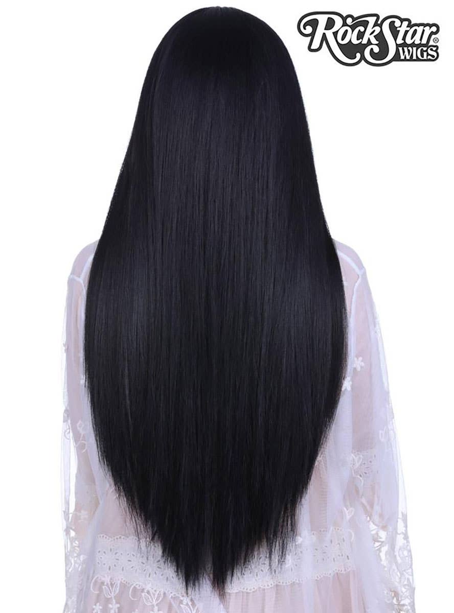 Women's Long Black Lace Front Heat Resistant Wig - Back Image 