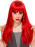 Bright Red Women's Deluxe Heat Resistant Straight Wig with Bangs Front Image