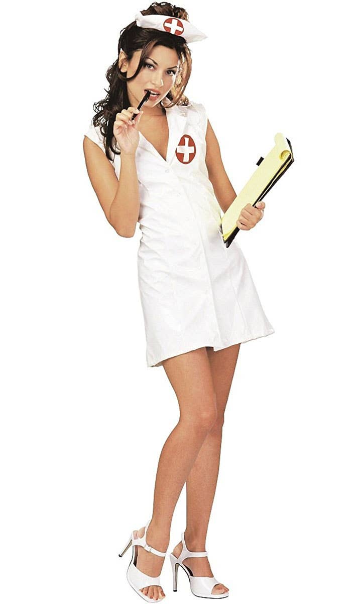 Women's Sexy White Nurse Fancy Dress Costume