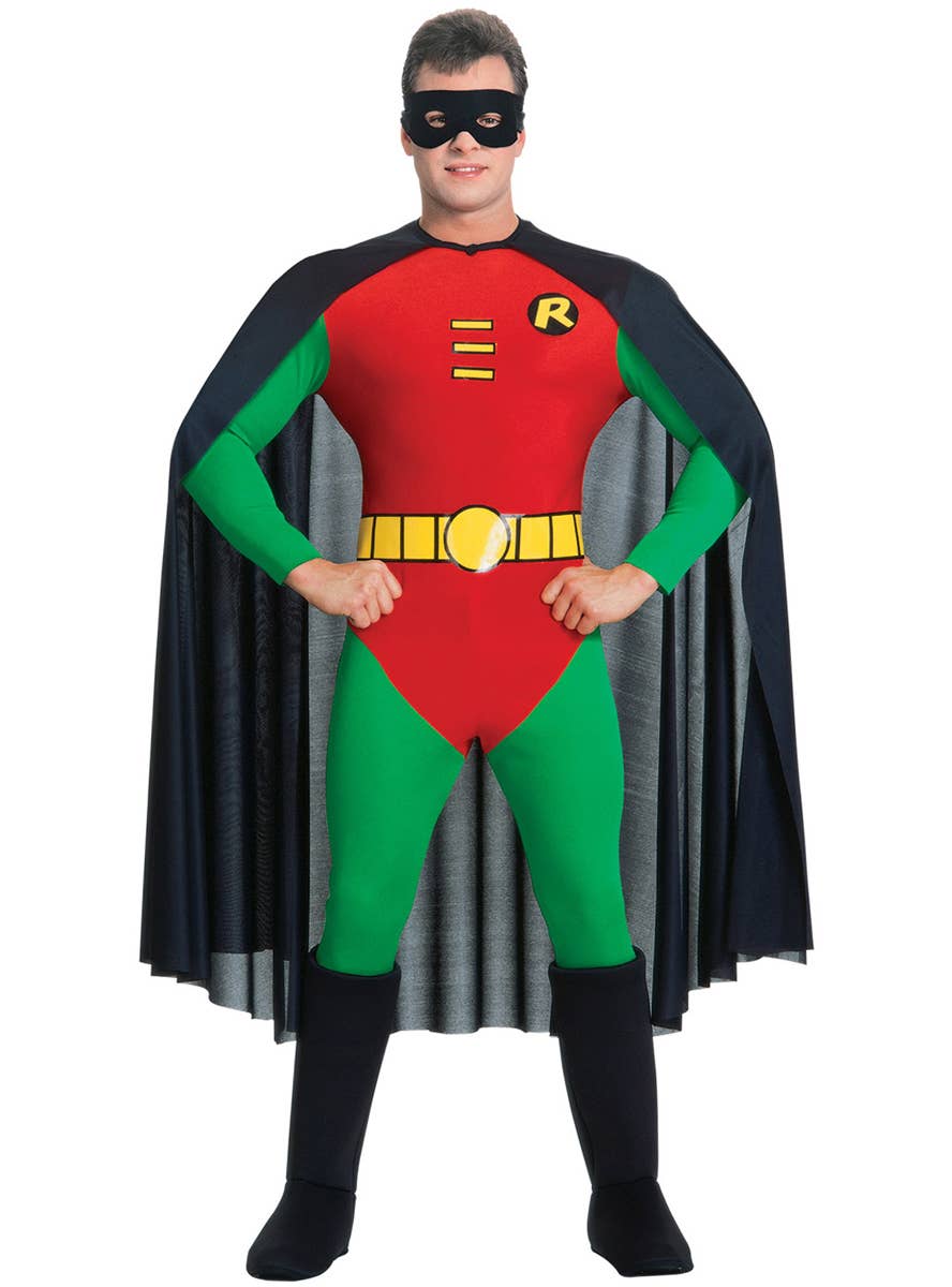 Mens DC Comics Red and Green Robin Fancy Dress Costume