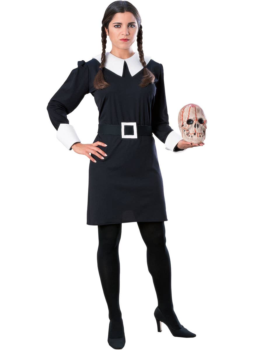 Classic Wednesday Addams Fancy Dress Halloween Costumes for Women - Main Image