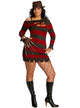 Women's Plus Sise Sexy Freddy Krueger Fancy Dress Halloween Costume Main Image