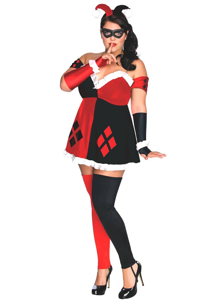 Classic Black and Red Harley Quinn Costume for Plus Size Women