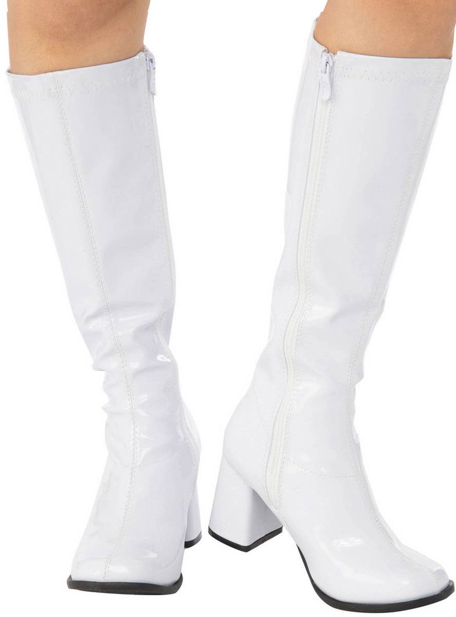 Below the Knee White 1960s Gogo Womens Costume Boots