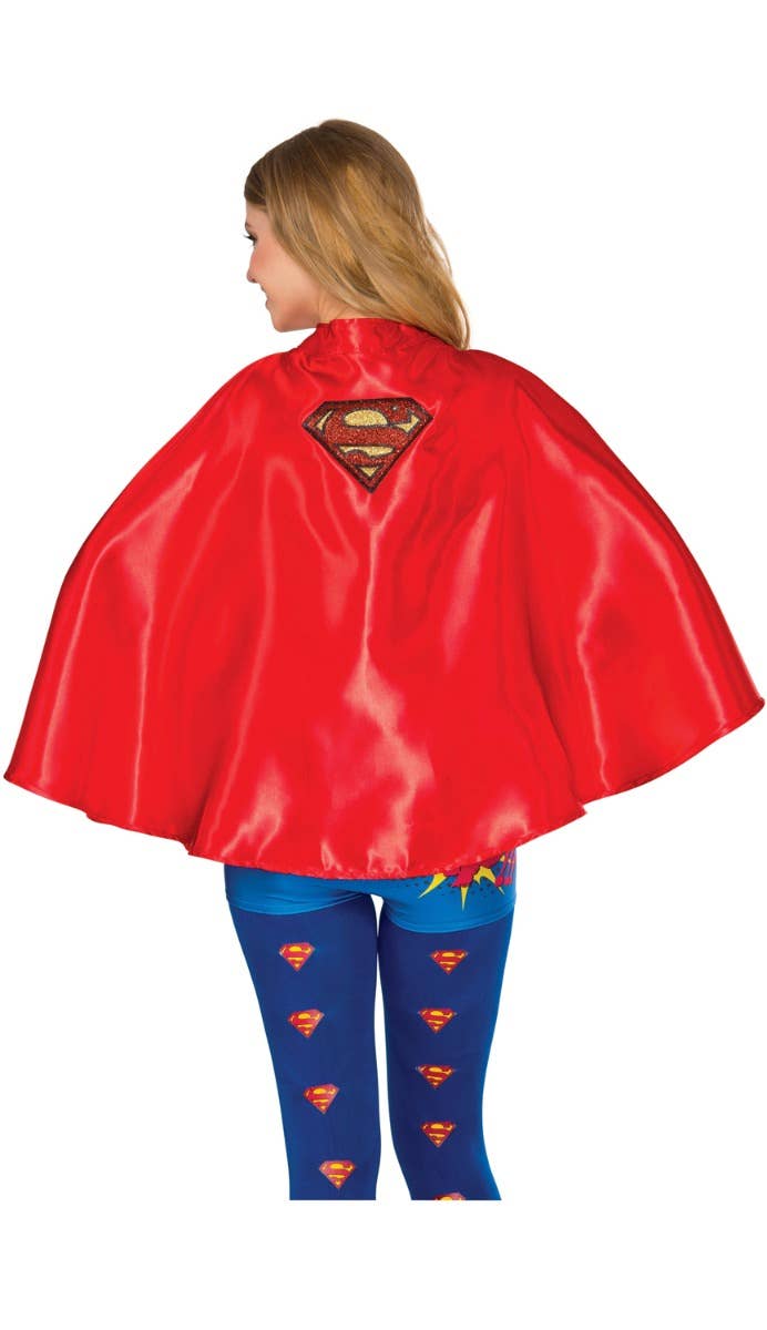 Satin Red Supergirl Superhero Costume Cape Accessory Main Image