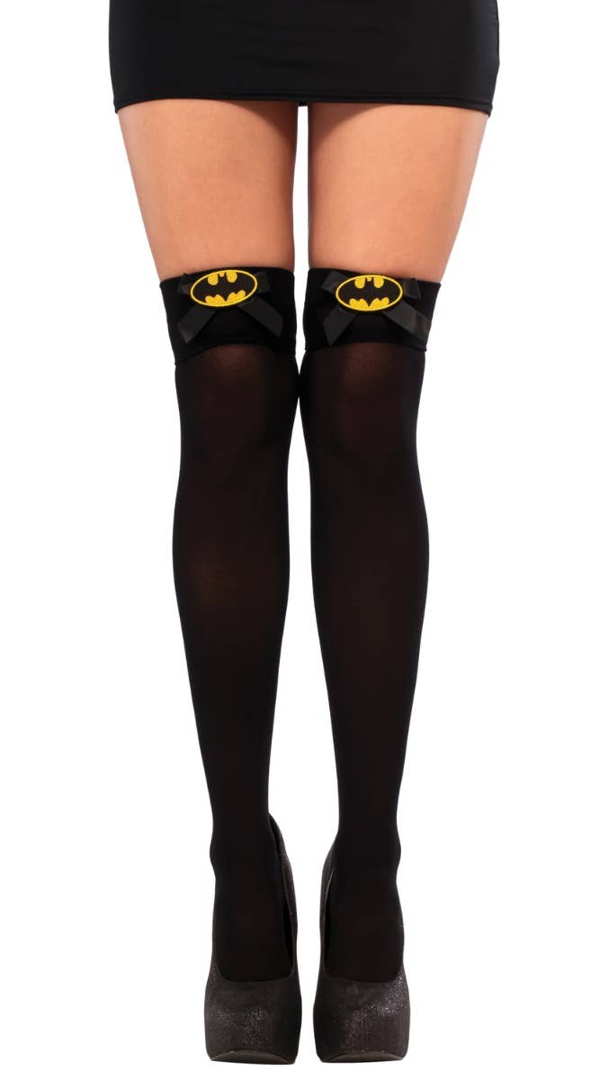Women's DC Comics Batgirl Black Thigh High Stockings Costume Accessory Main Image