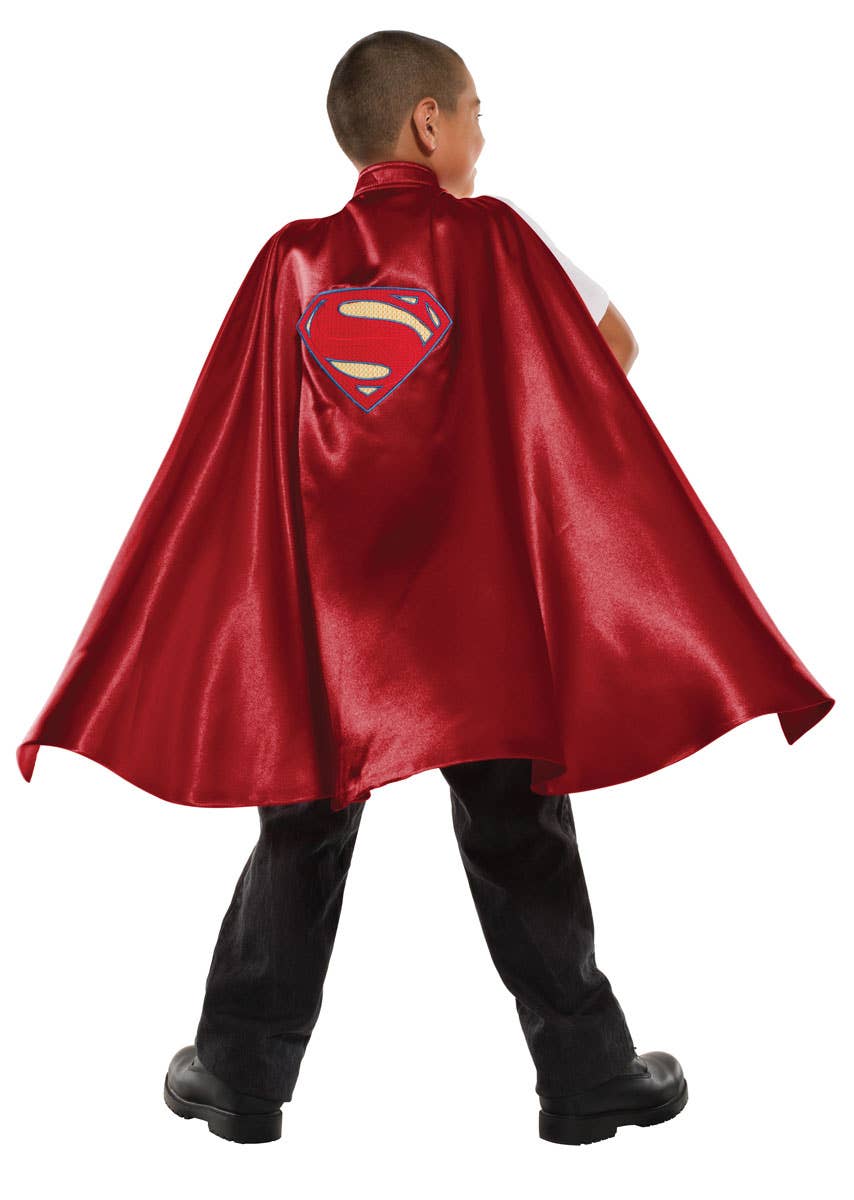 Superman Deluxe Kids Red Satin Superhero Fancy Dress Costume Cape
