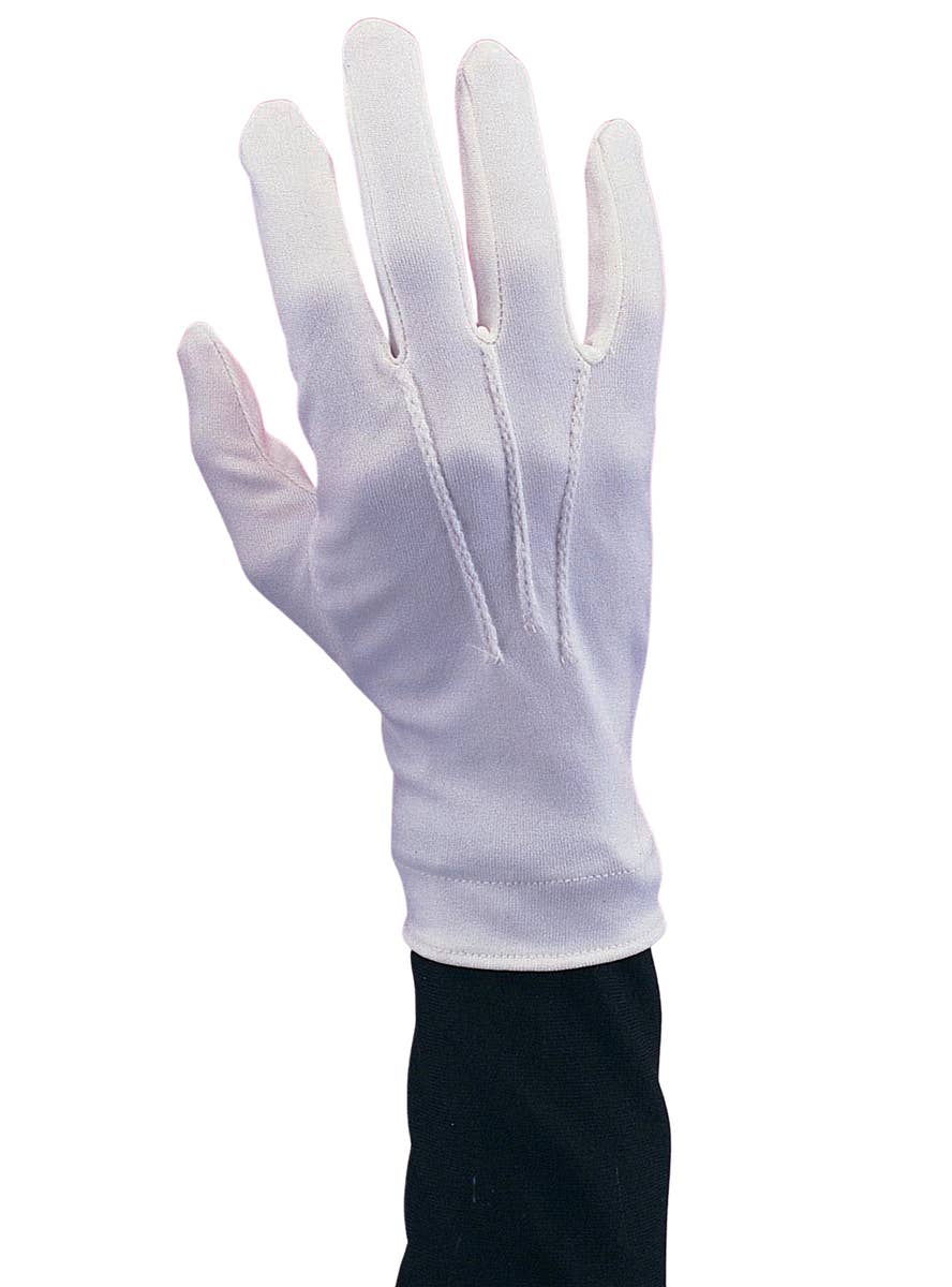 White Nylon Costume Gloves for Men