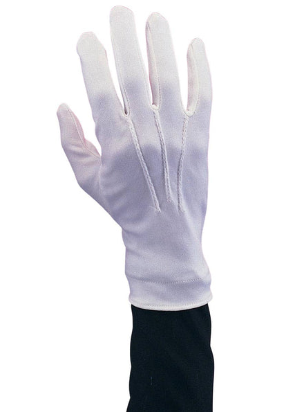 White Nylon Costume Gloves for Men