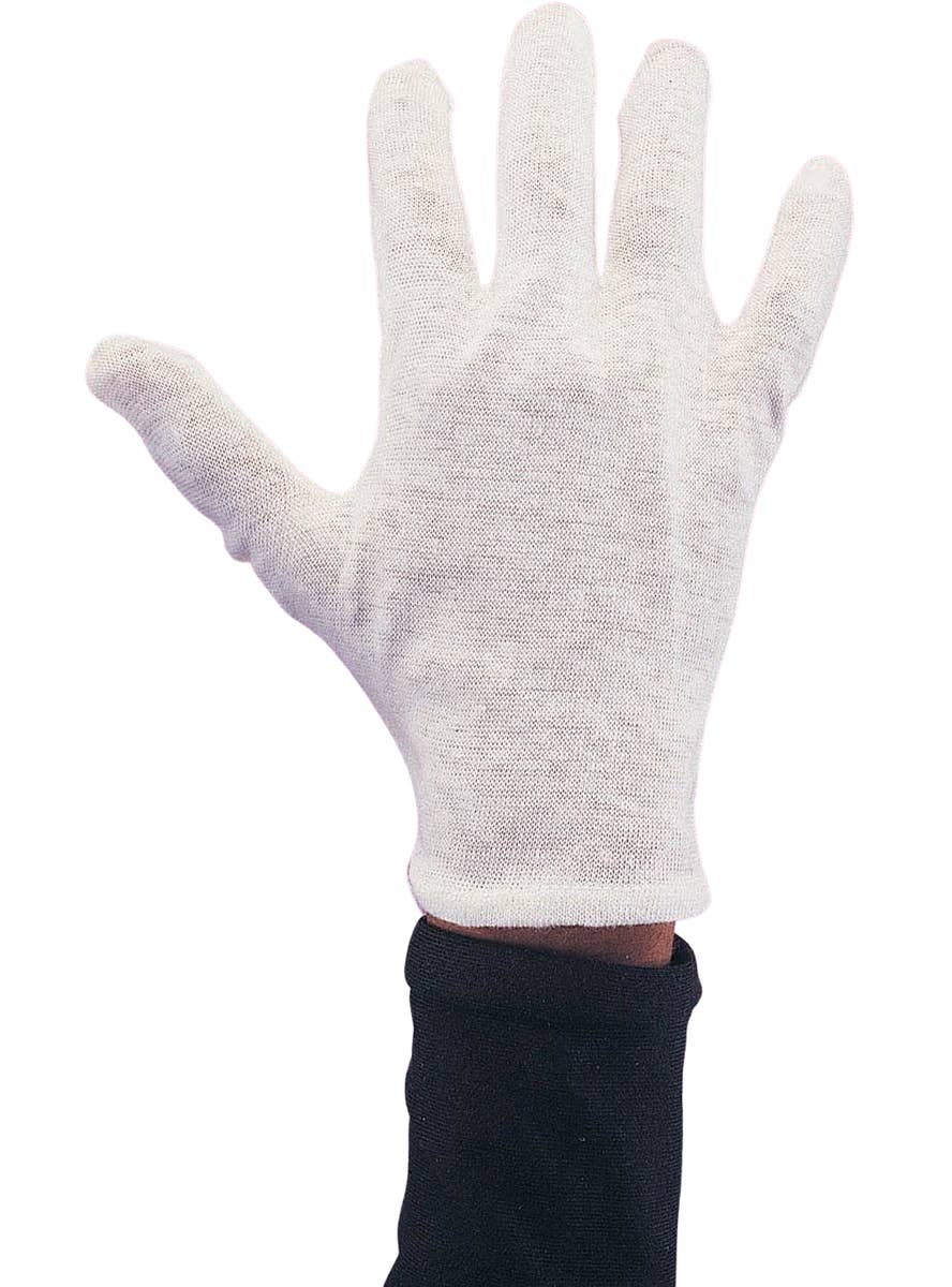 White Cotton Costume Gloves for Men - Main Image